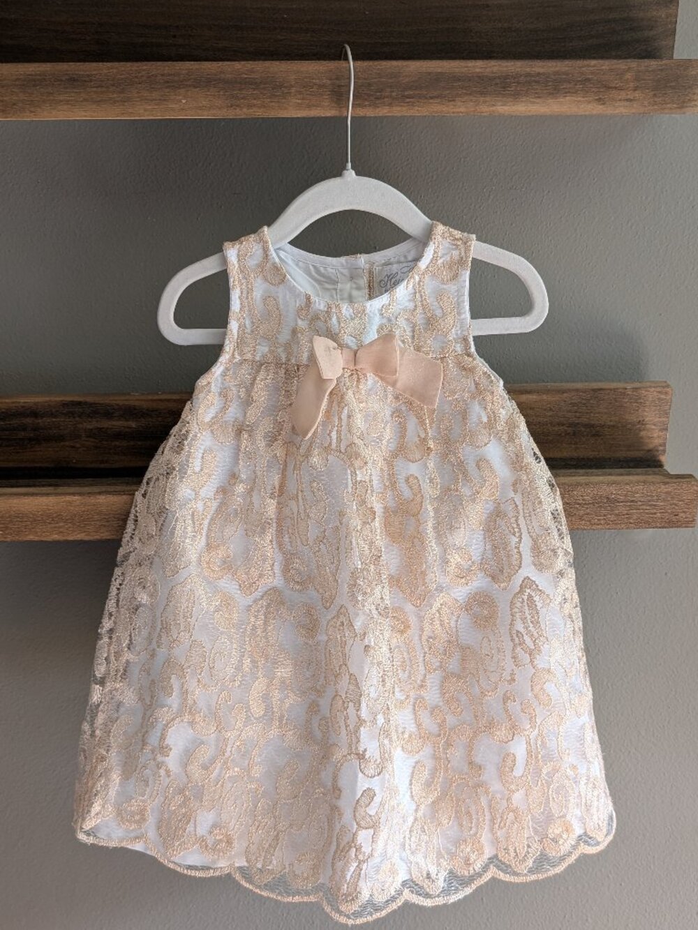 Heirloom by Polly Flinders Gold Lace Dress 24M Flower Girl Easter Wedding Formal